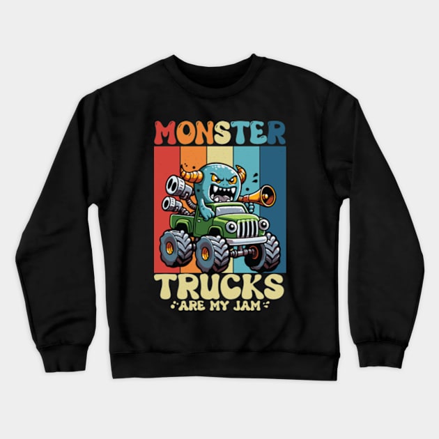 Monster Trucks Are My Jam Funny Monster Crewneck Sweatshirt by hippohost